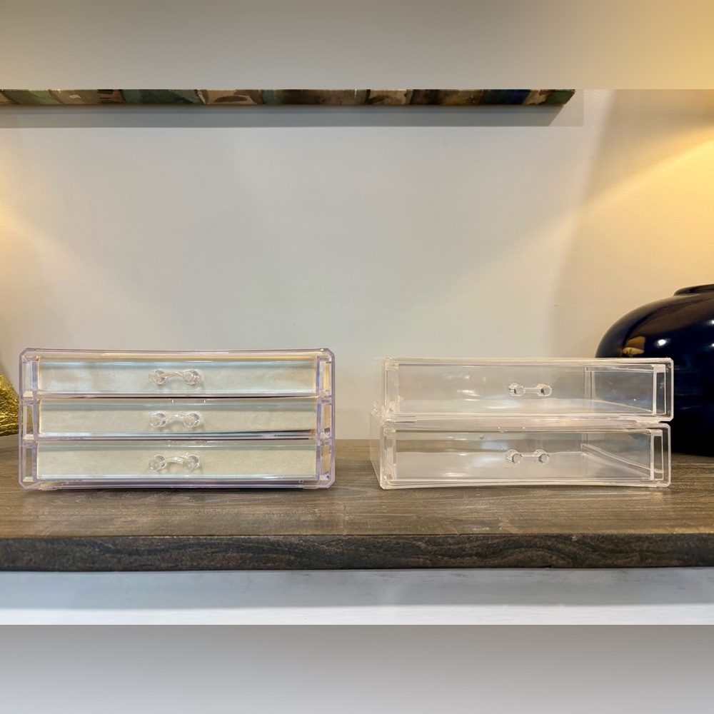 Clear Jewelry Organizer Drawer Set Stackable Vanity Storage
